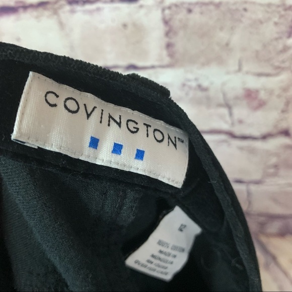 Covington Black Velour Flat Front Straight Leg Pants - Picture 6 of 7